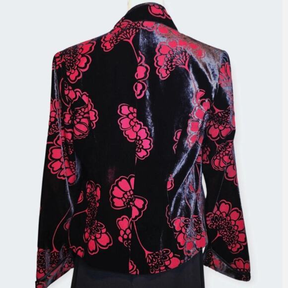 Romantic Goth Silk Blend Velvet Burnout Evening Jacket Floral Statement - Picture 3 of 15
